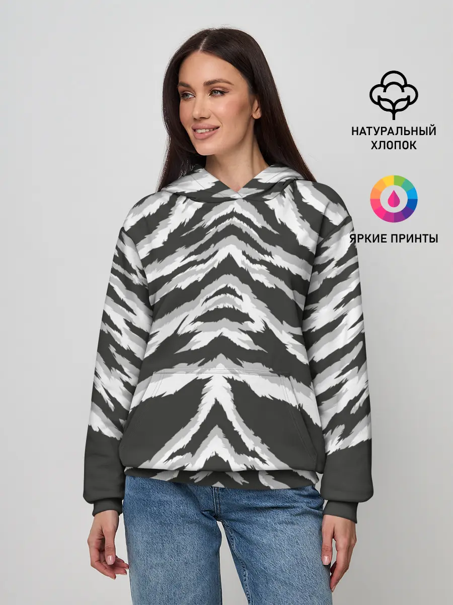 Женское худи / Белая шкура тигра