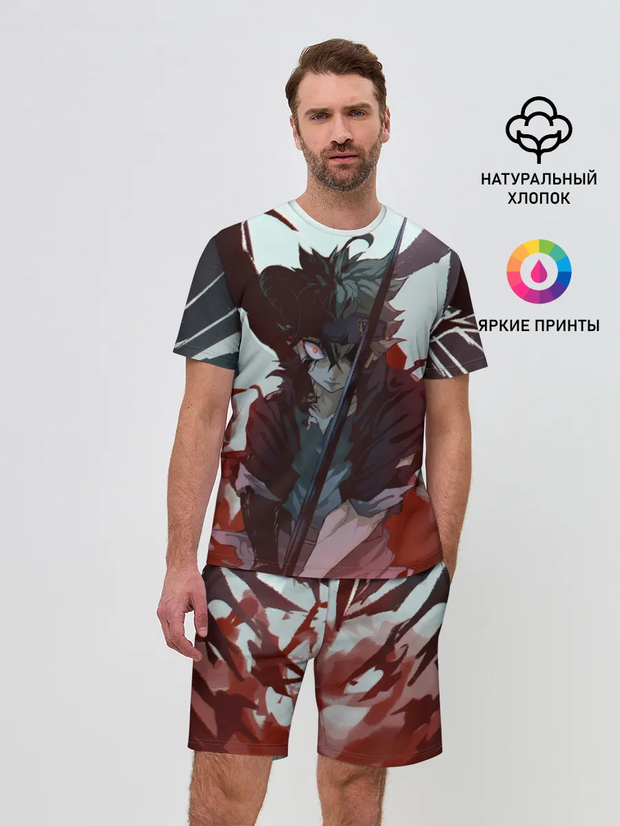 Мужской костюм с шортами / Аста в режиме демона черный клевер