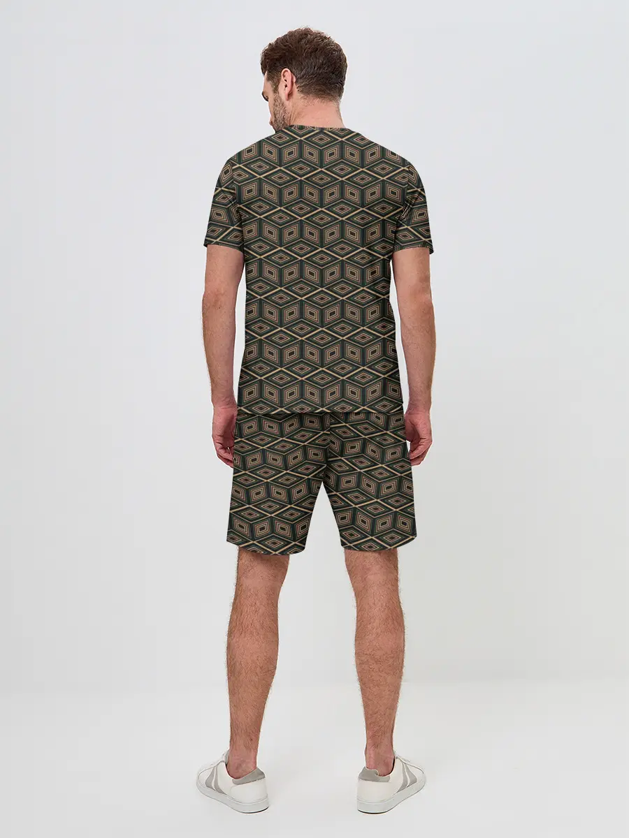 Мужской костюм с шортами / Абстракция из квадратов и ромбов