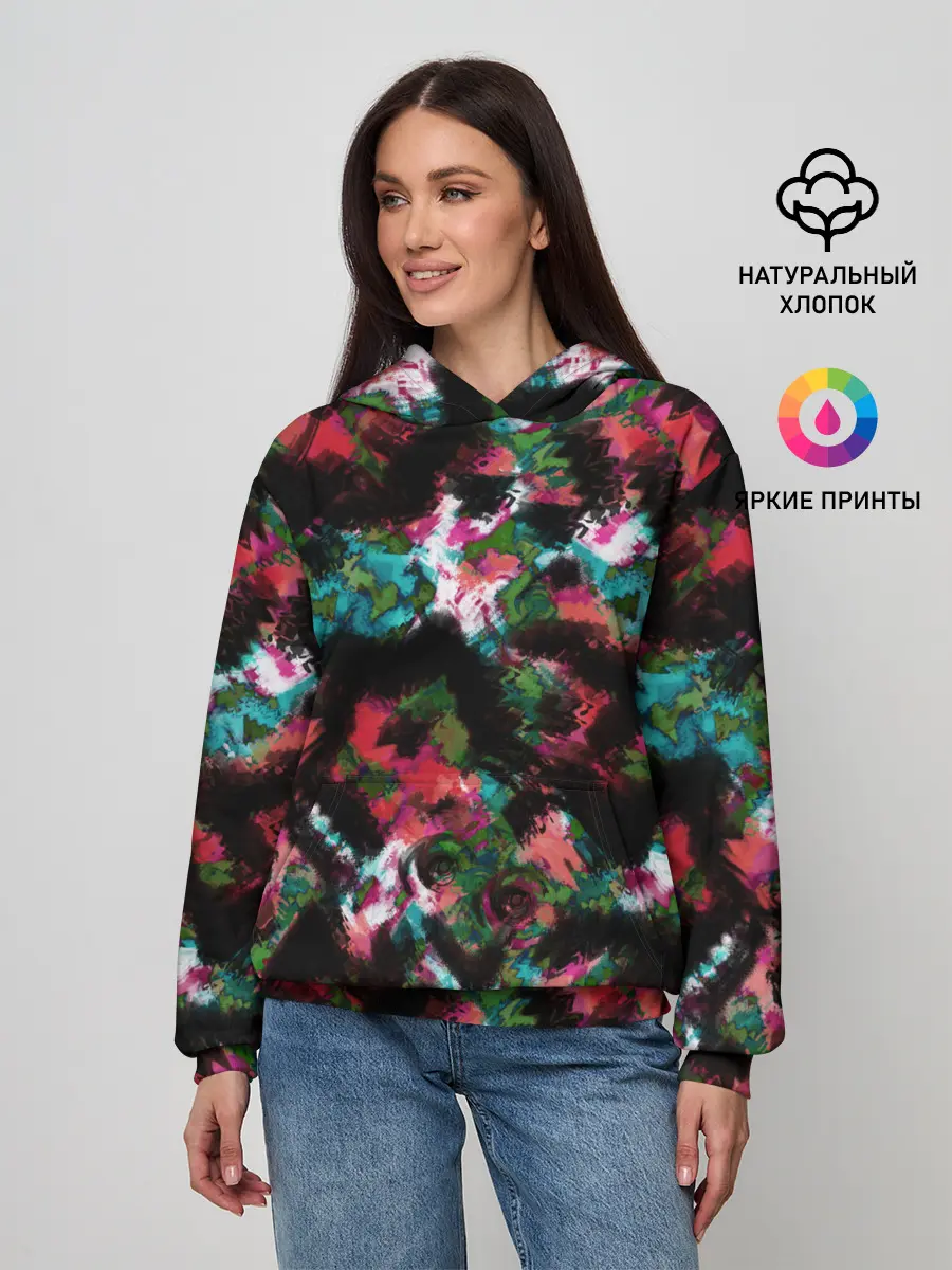 Женское худи / Гранжевый абстрактный узор