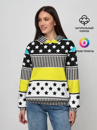 Женское худи / Неоновый яркий полосатый узор