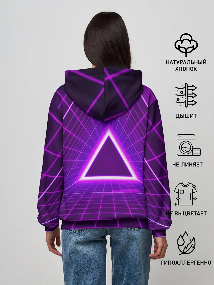 Женское худи / Фон в стиле ретро 80-х