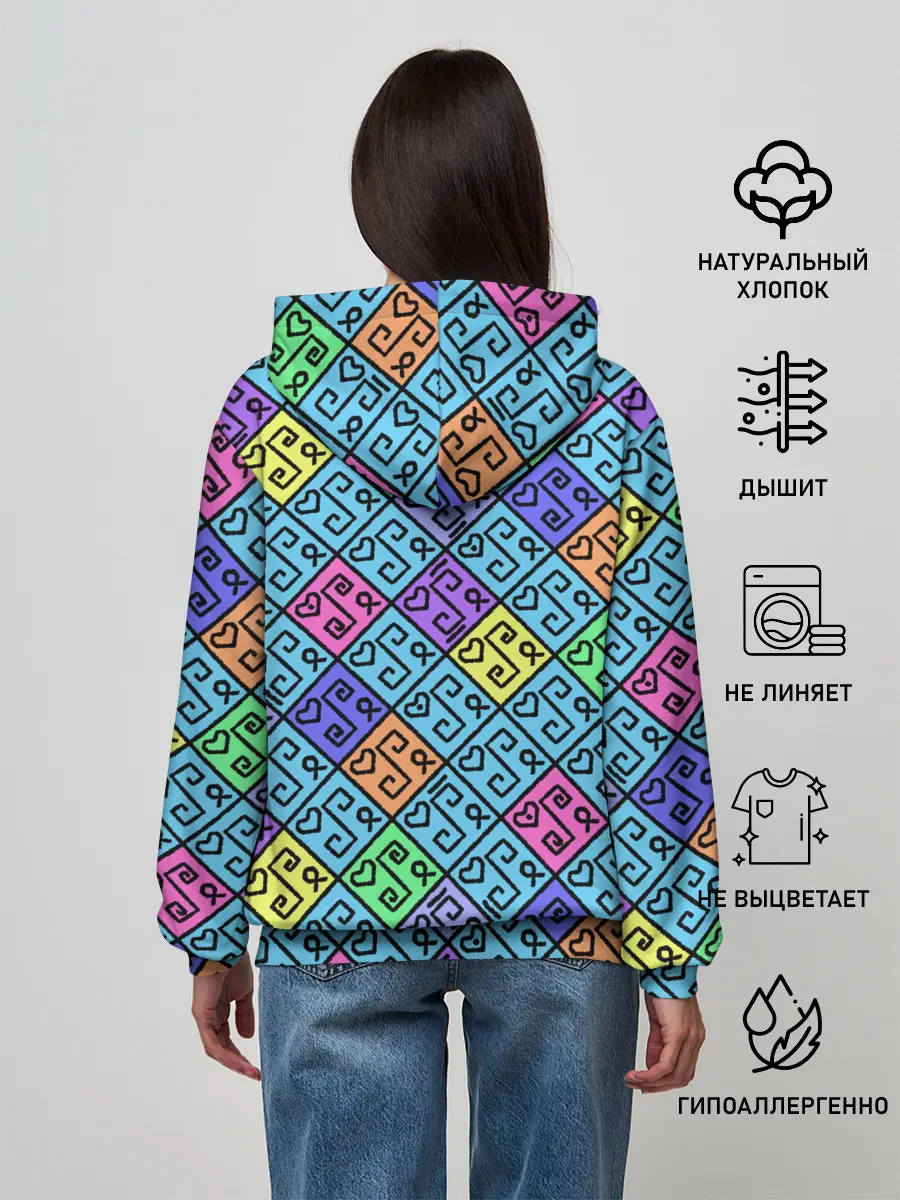 Женское худи / Неоновый яркий абстрактный узо