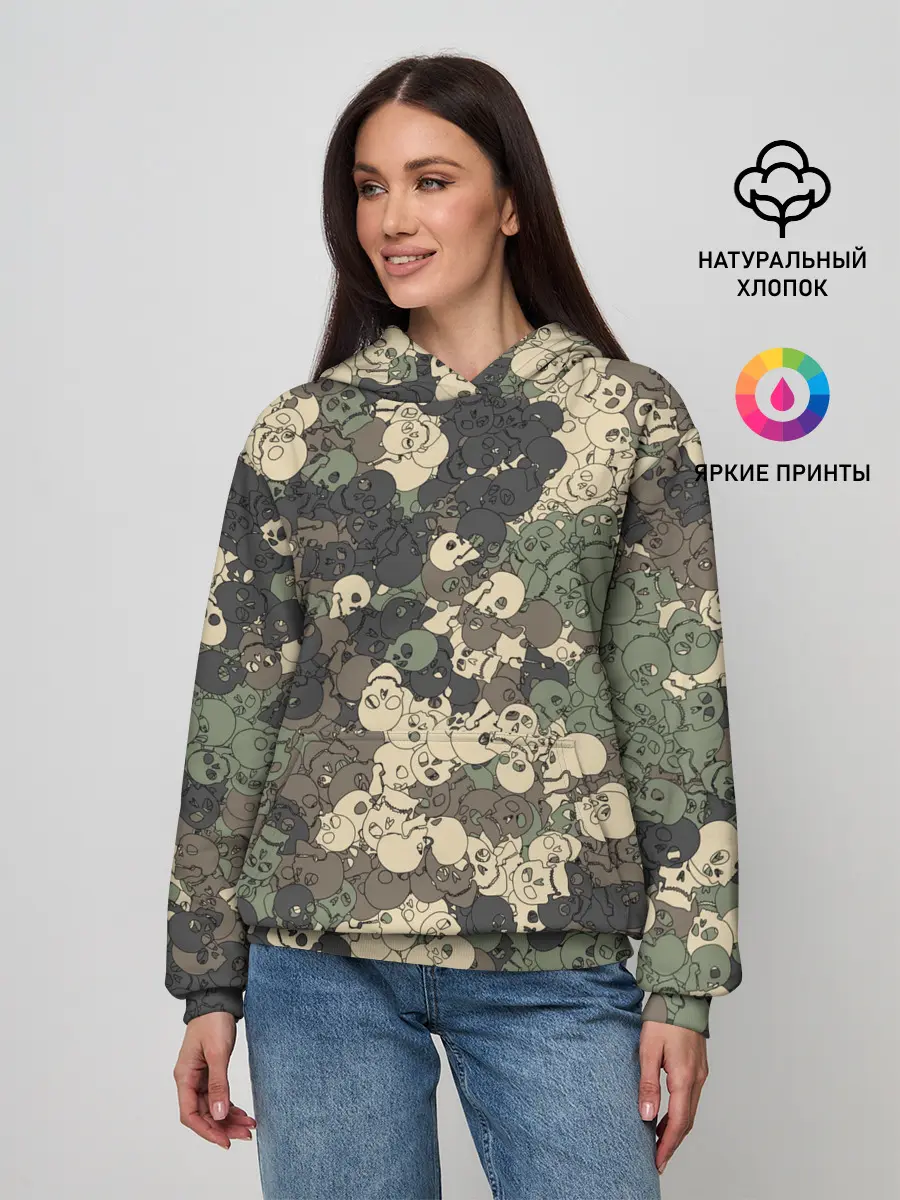 Женское худи / Камуфляжный рисунок из черепов