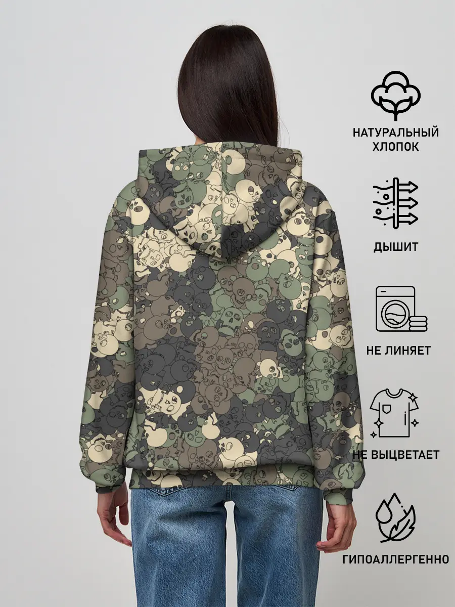 Женское худи / Камуфляжный рисунок из черепов
