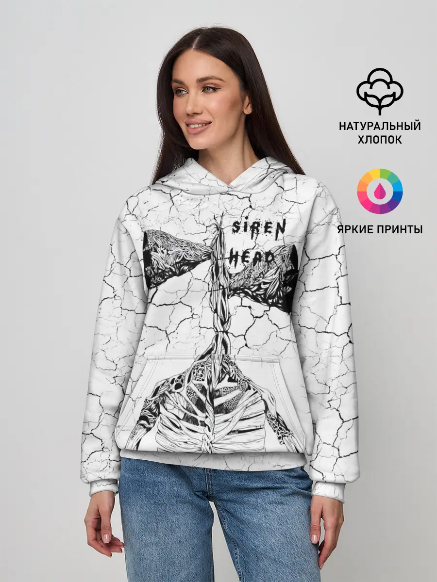 Женское худи / Сиреноголовый Трещины Надпись