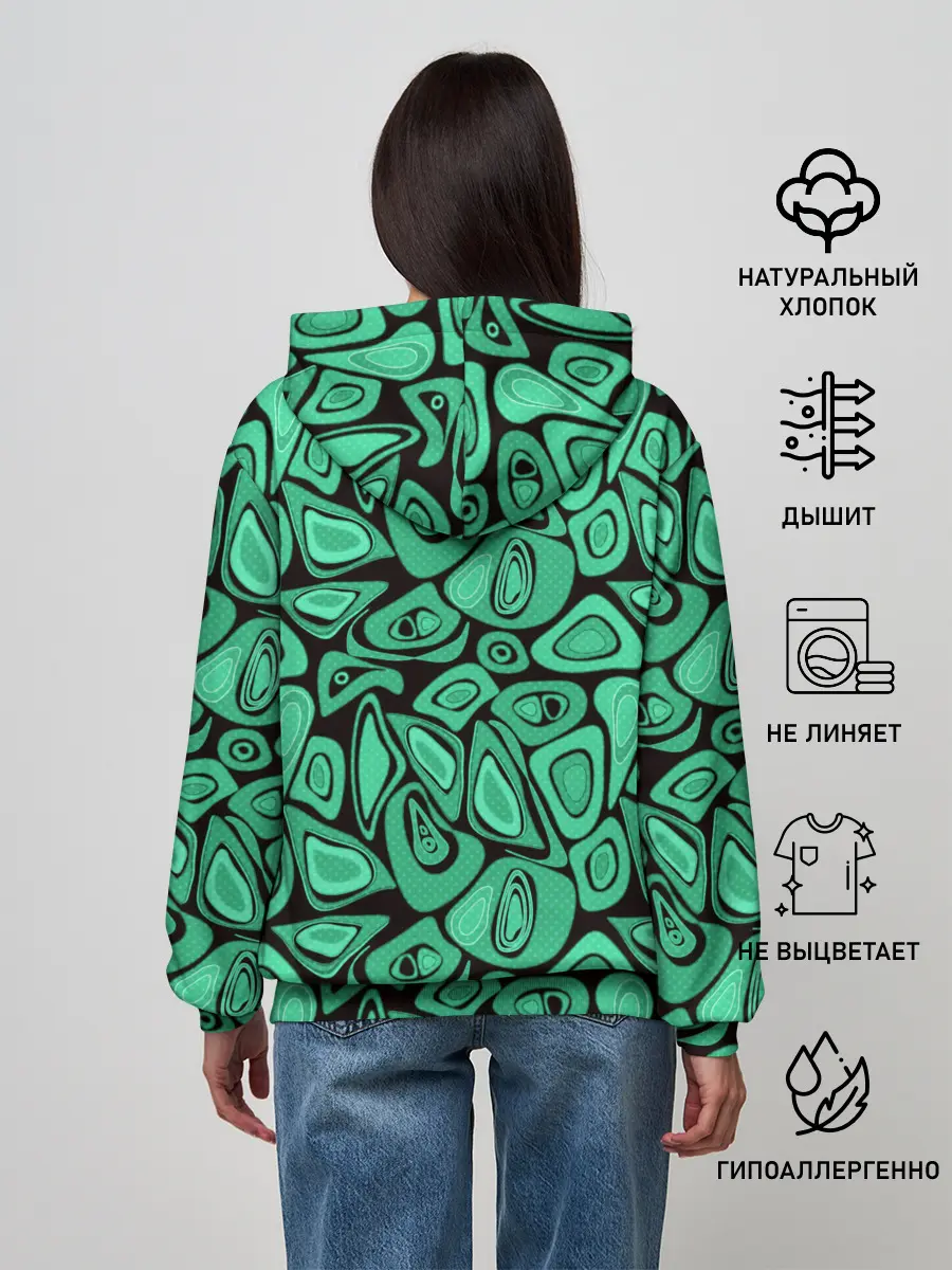 Женское худи / Зеленый абстрактный узор