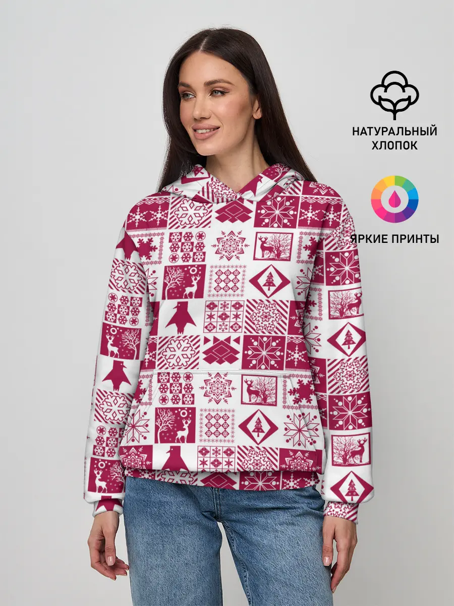 Женское худи / Новогодний рождественский узор