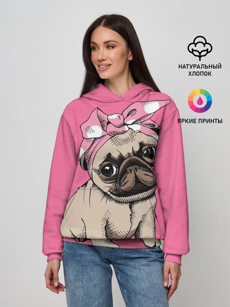 Женское худи / Мопс | собака