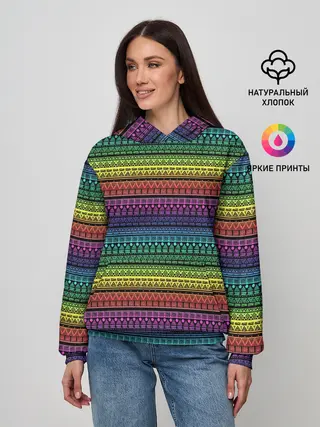 Женское худи / Этнический радужный орнамент