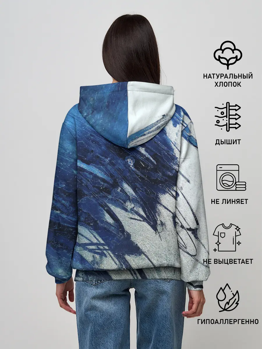 Женское худи / Серо-синее абстрактное