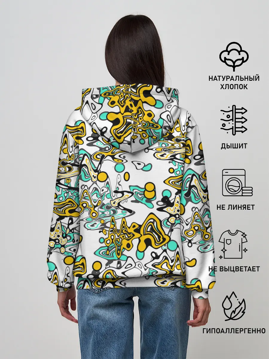 Женское худи / Бирюзово-желтый узор