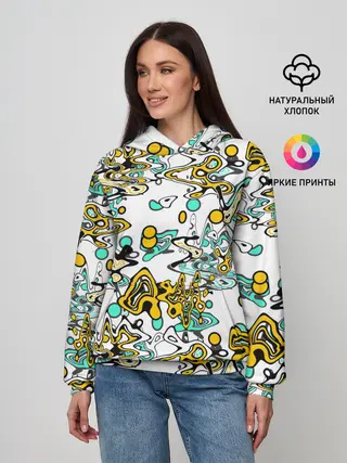 Женское худи / Бирюзово-желтый узор