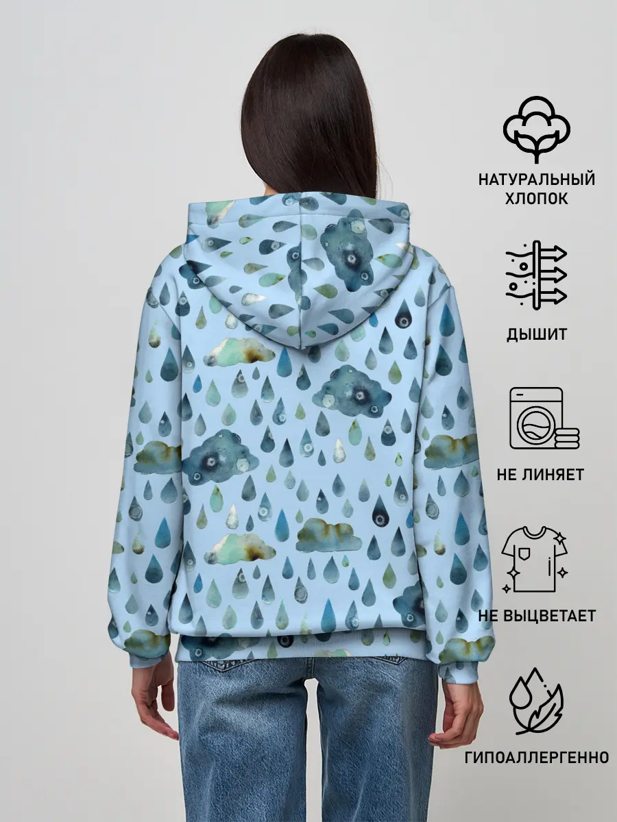 Женское худи / Дождливая осень.Тучки и дождь