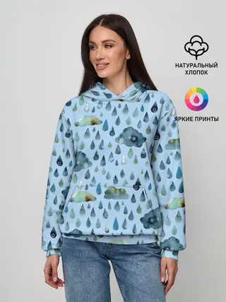 Женское худи / Дождливая осень.Тучки и дождь