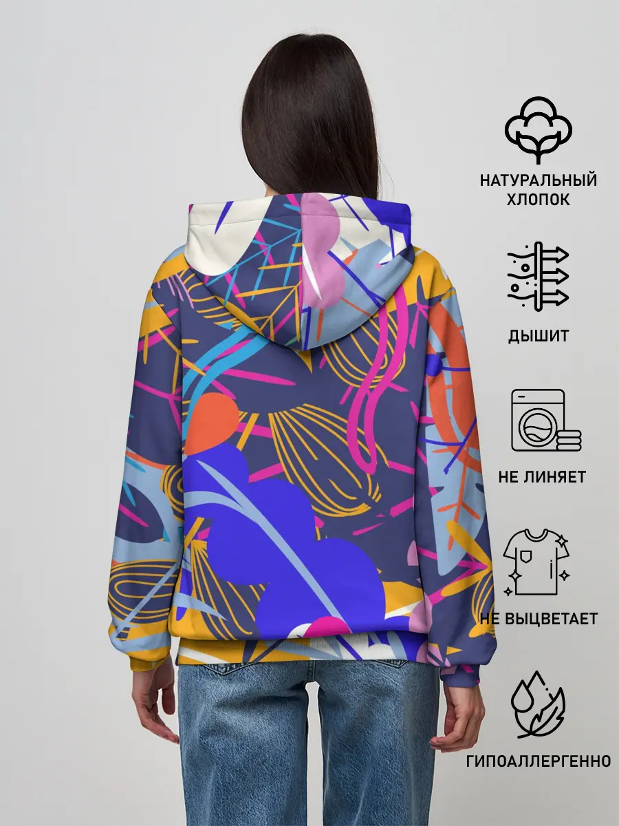 Женское худи / листья цветы текстура паттэрн