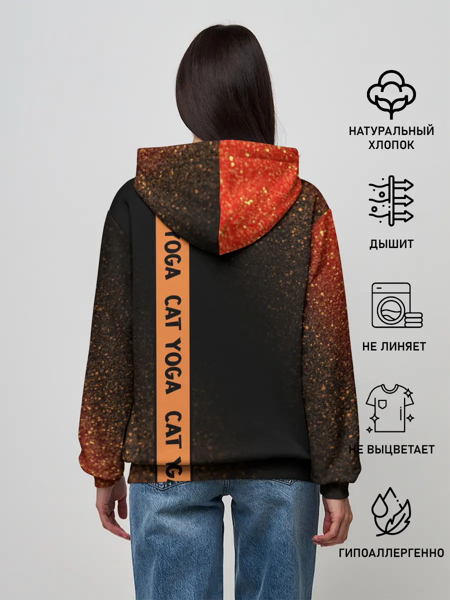 Женское худи / Йога Кошка - Шум