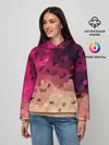 Женское худи / Бежево-малиновый абстрактный