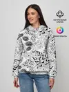 Женское худи / Черно-белый узор Тропики