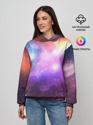 Женское худи / Космос, сияние и звезды