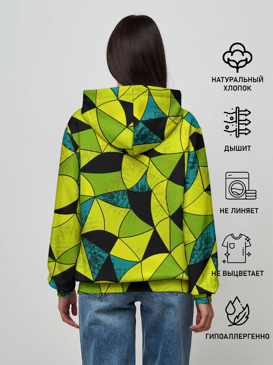 Женское худи / Гранжевый яркий зеленый