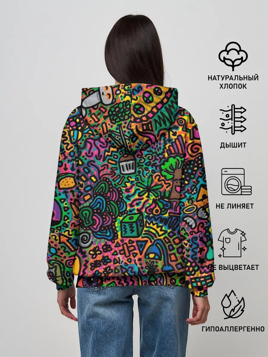 Женское худи / Кислотные узоры психоделика