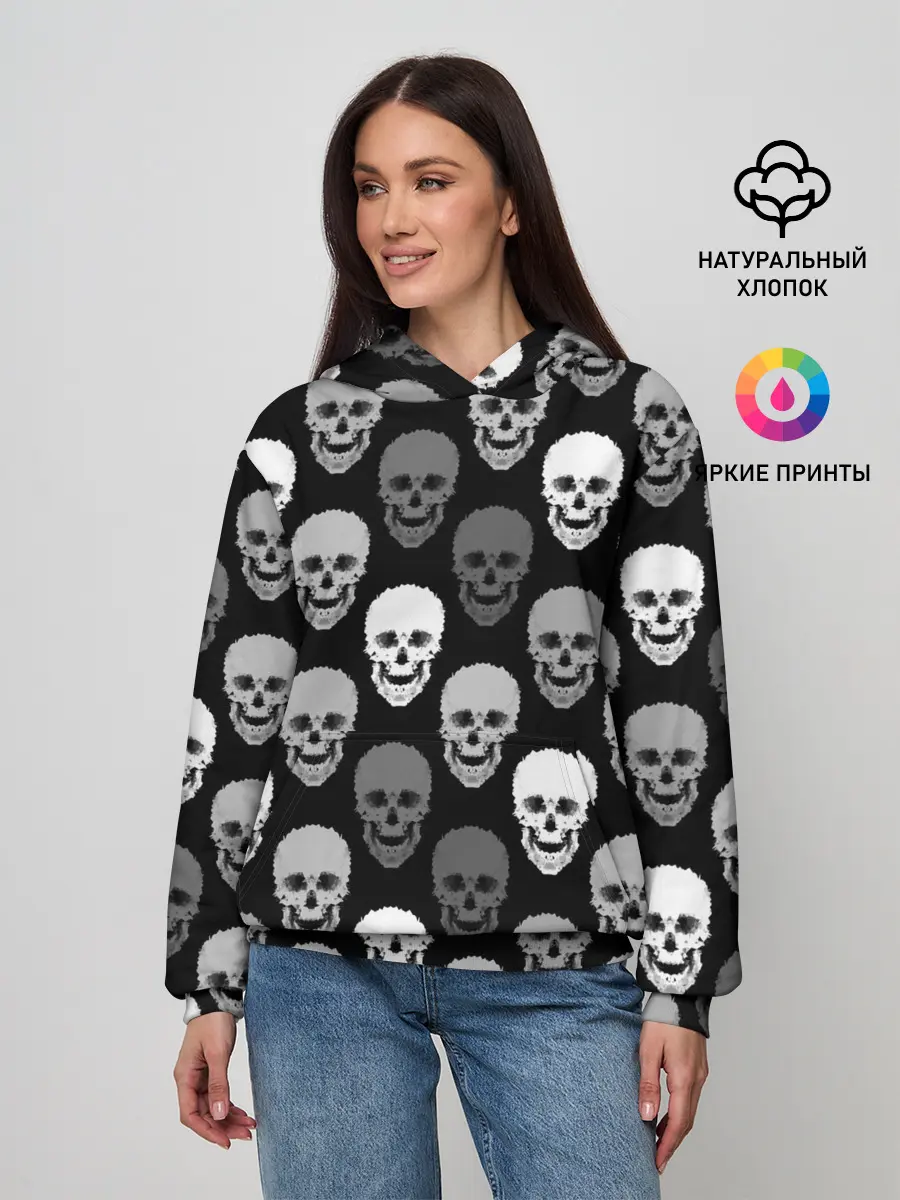 Женское худи / Черно-белый готический