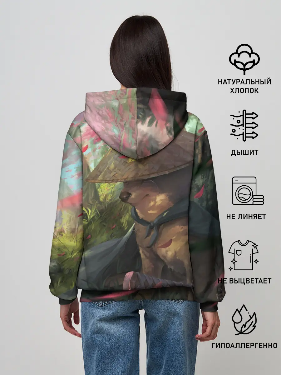 Женское худи / Собака Самурай плачет мем