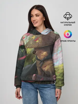 Женское худи / Собака Самурай плачет мем