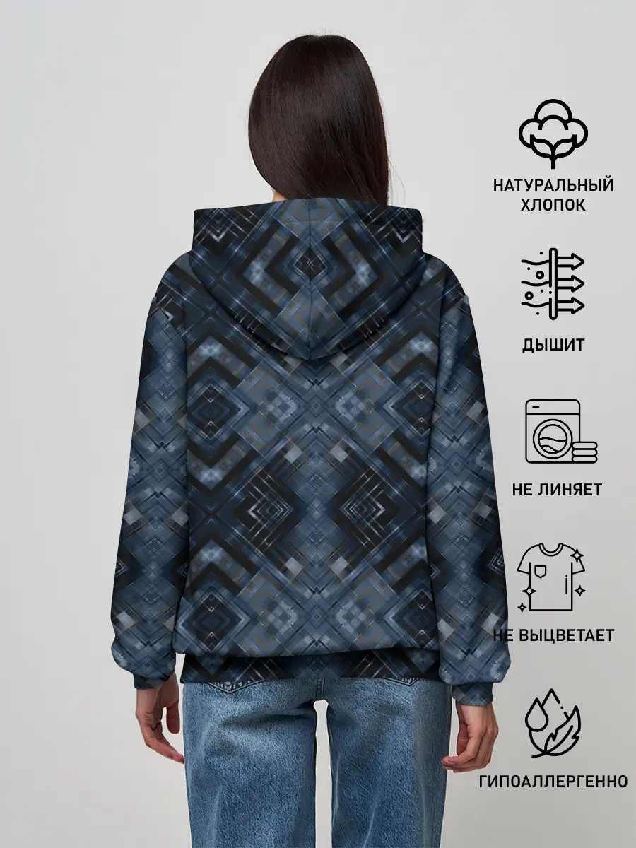 Женское худи / Темный синий абстрактный узор