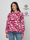 Женское худи / Бело-красный цветочный