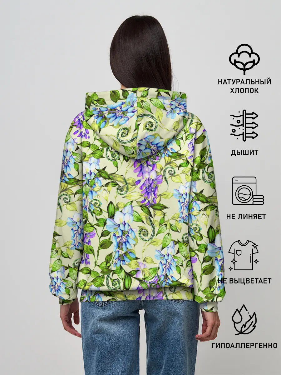 Женское худи / Глициния на бежевом фоне