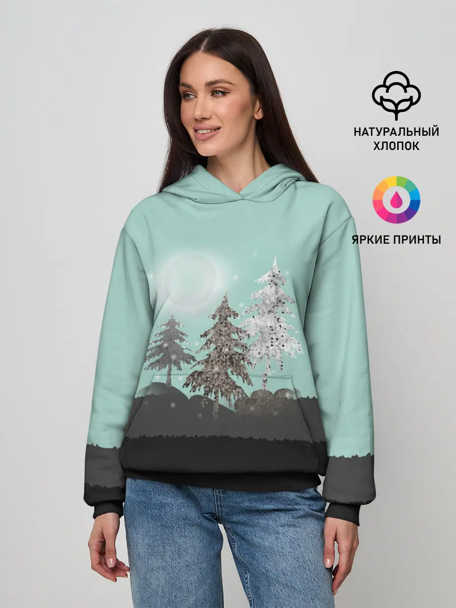 Женское худи / Лес. Мозаичный узор