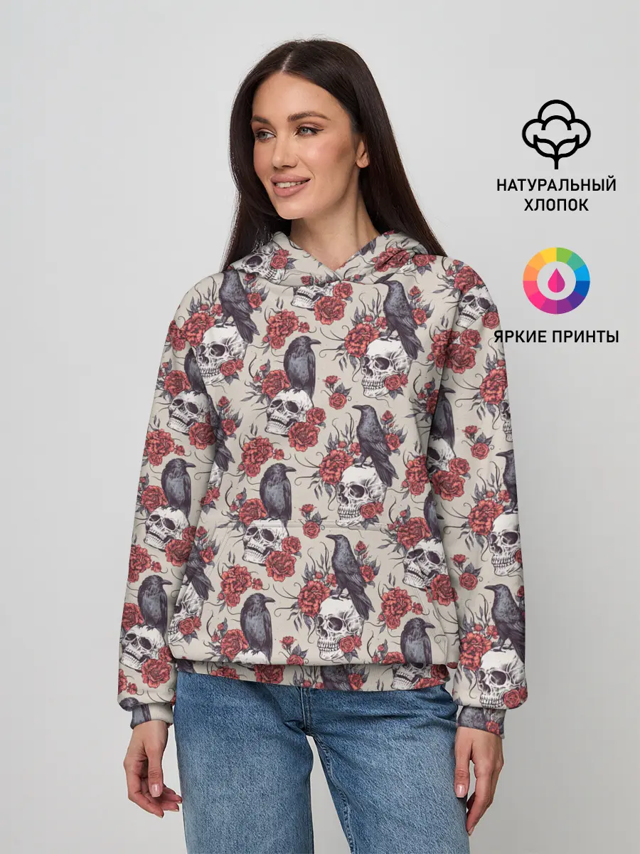 Женское худи / Skull raven