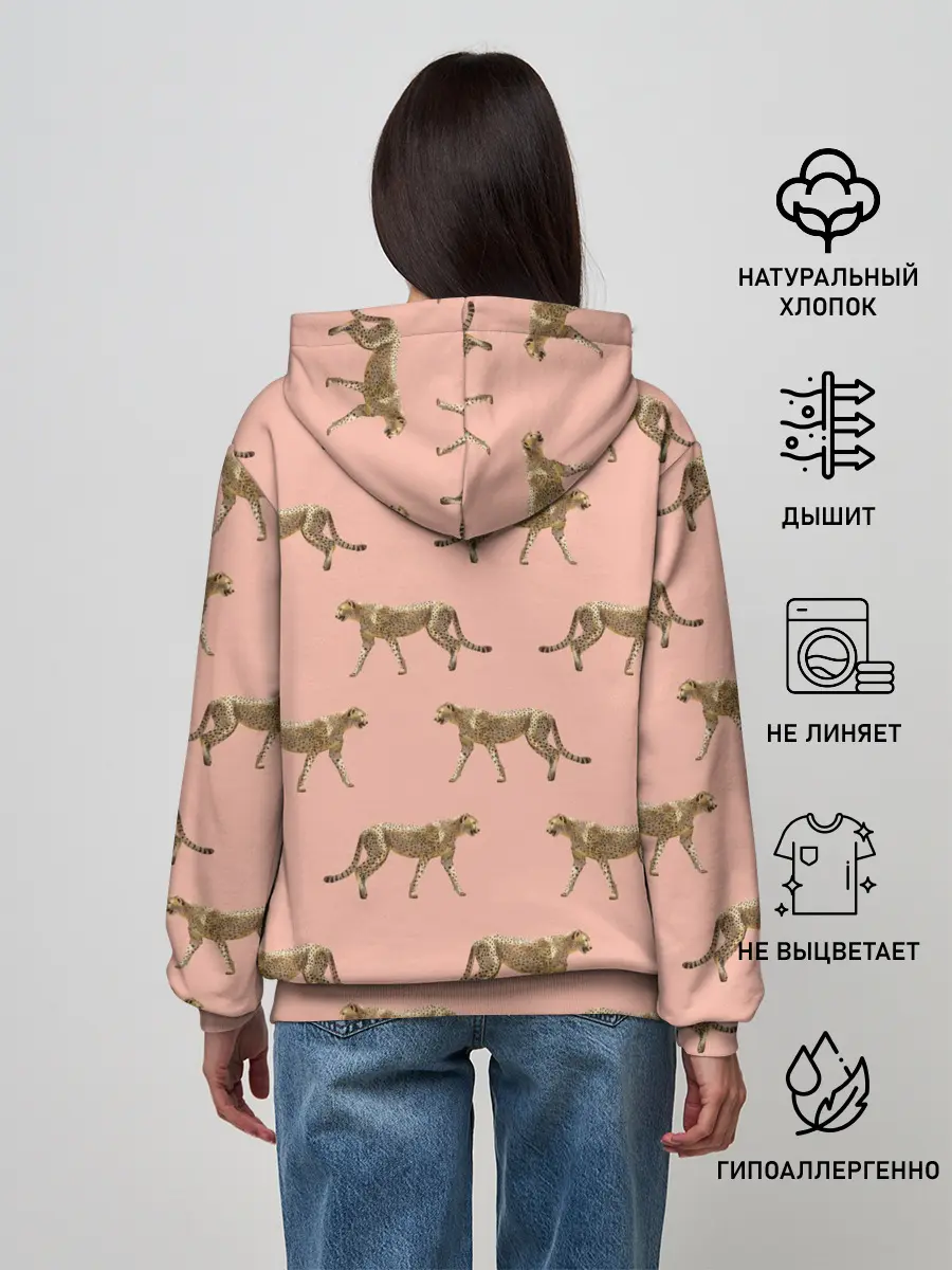Женское худи / Гепарды на розовом