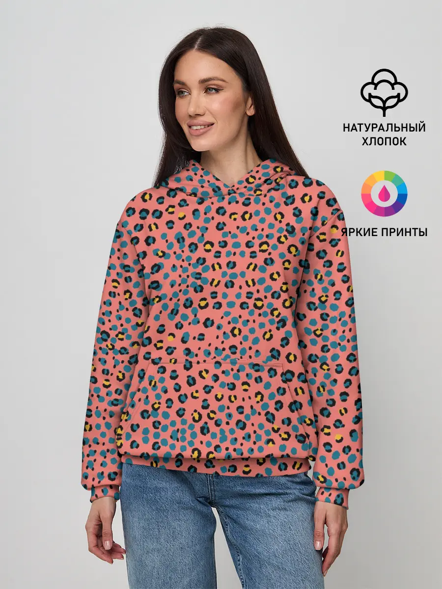 Женское худи / Леопардовый принт на розовом