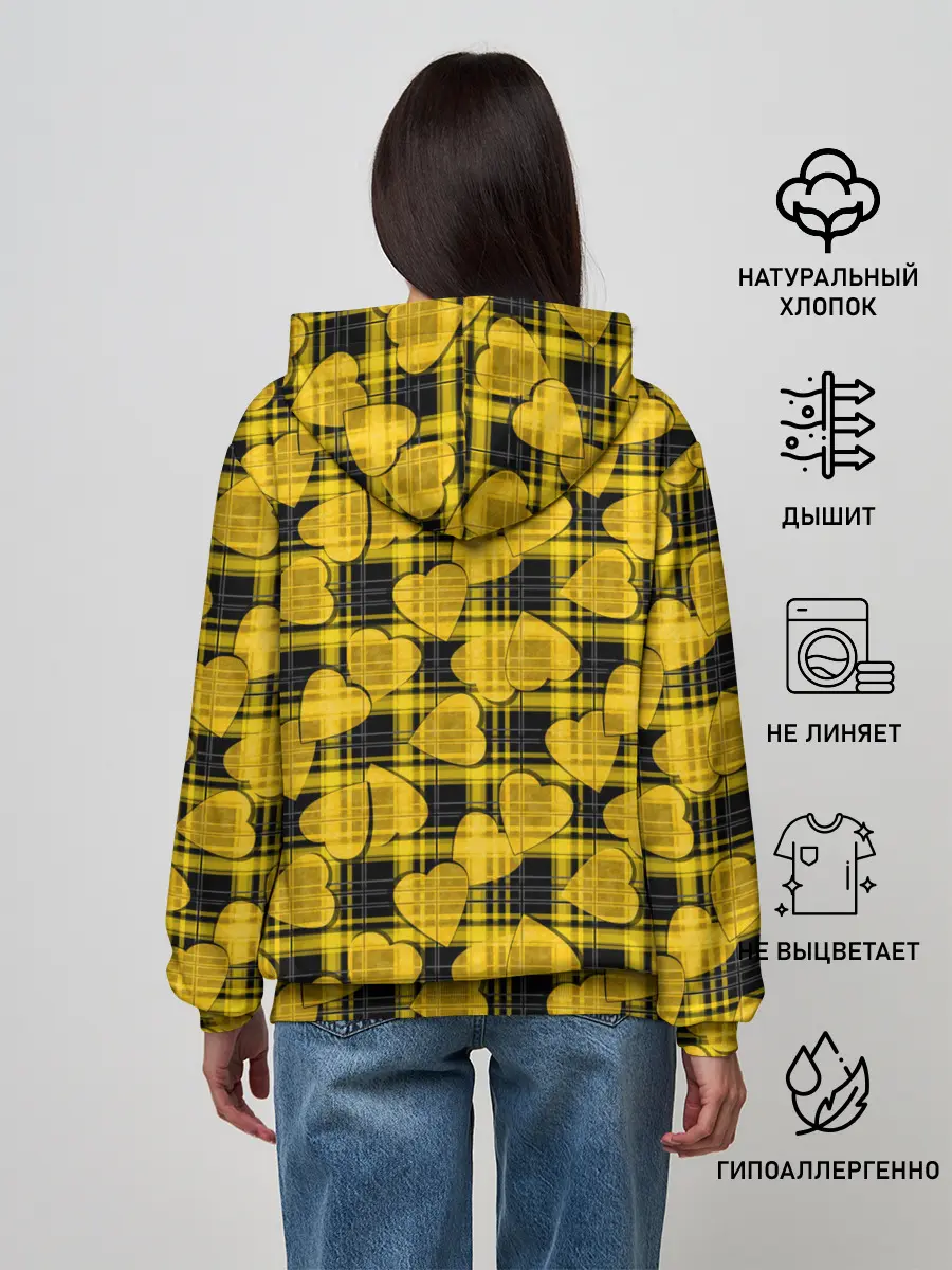 Женское худи / Желто-черный модный узор