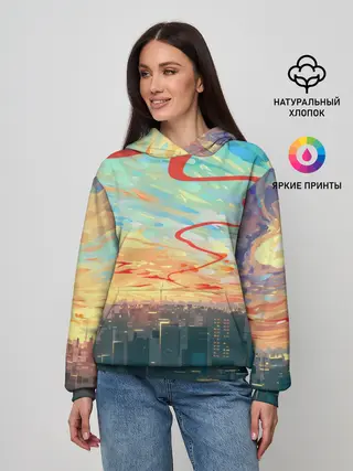 Женское худи / Токио красками