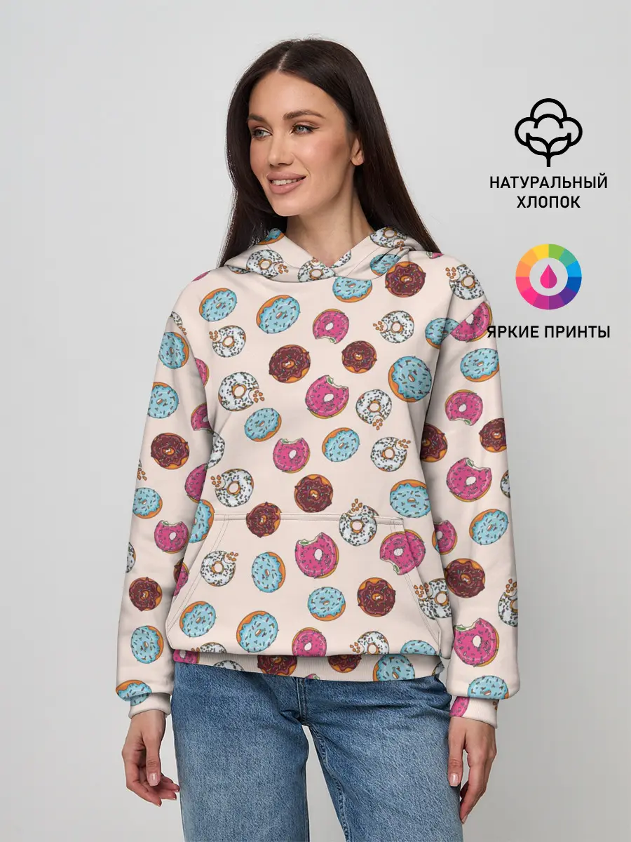 Женское худи / Пончики донаты паттерн