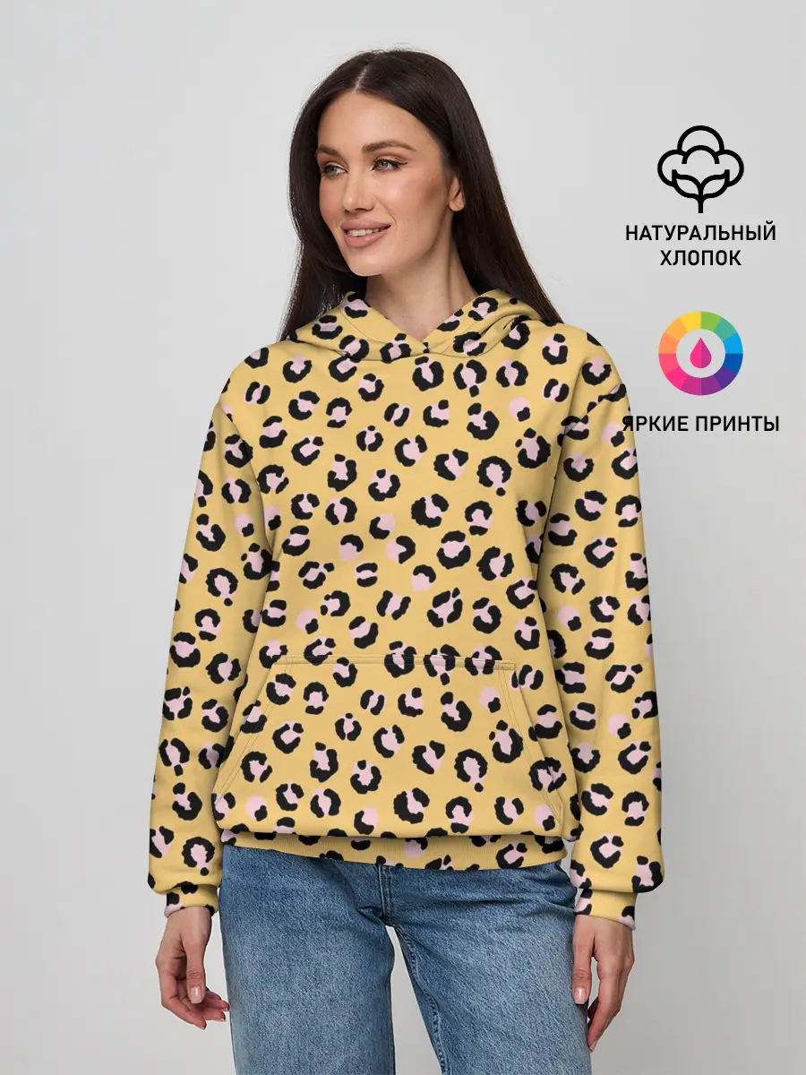 Женское худи / Желтый леопардовый принт