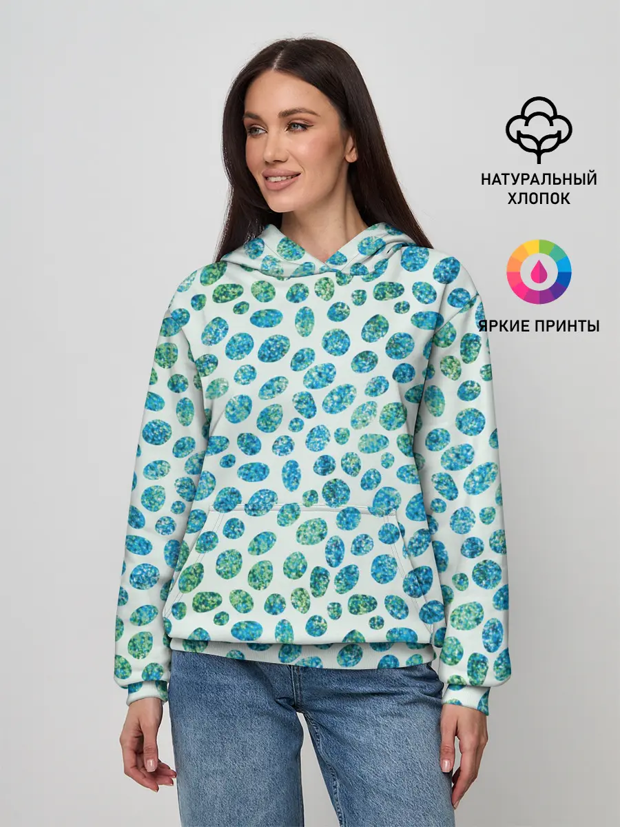 Женское худи / Драгоценные зеленые камешки