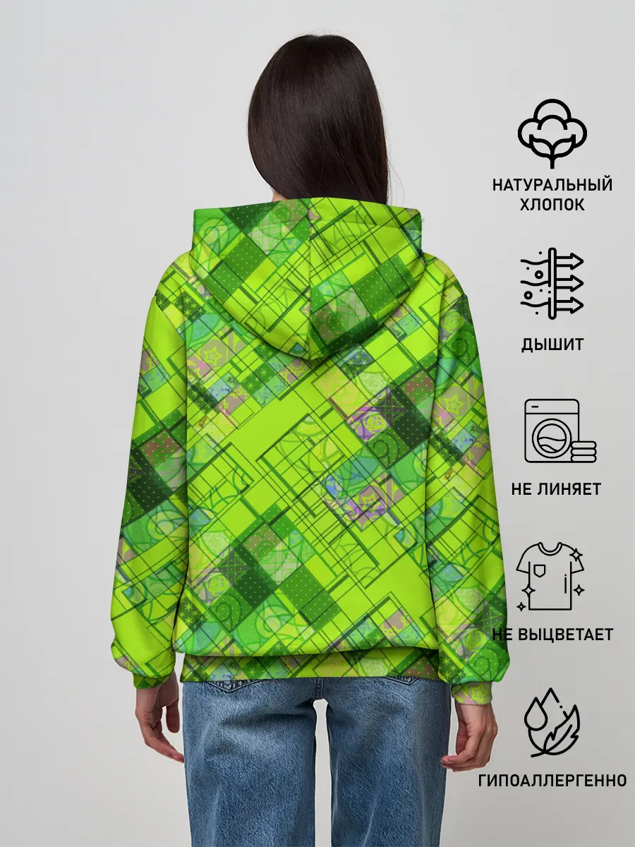 Женское худи / Ярко-зеленый абстрактный узор