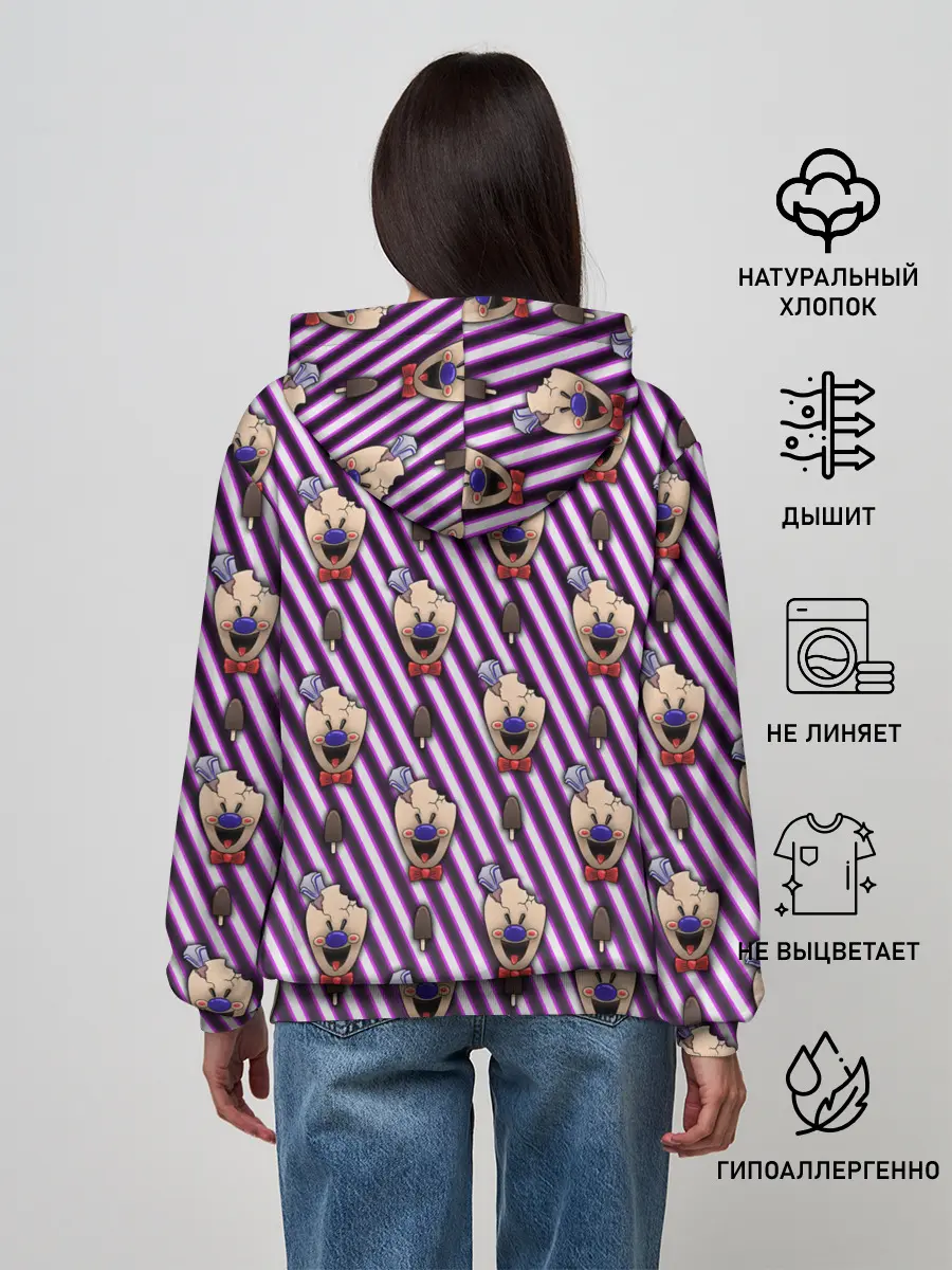 Женское худи / ICE SCREAM розовый паттерн