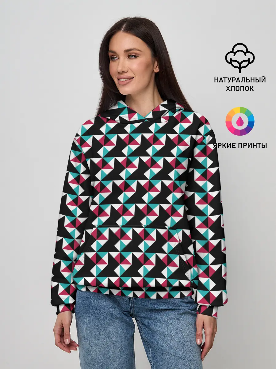 Женское худи / Красно-черный абстрактный узор