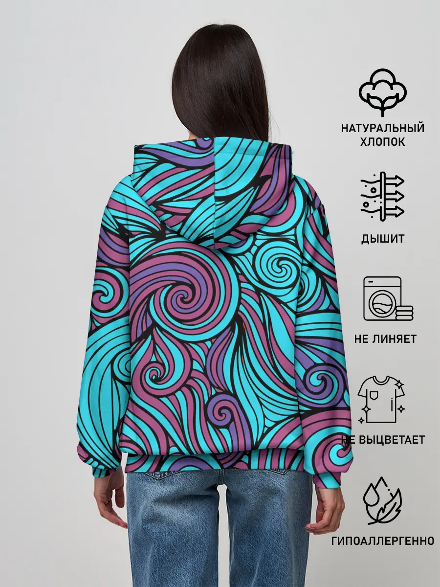 Женское худи / Синие листья