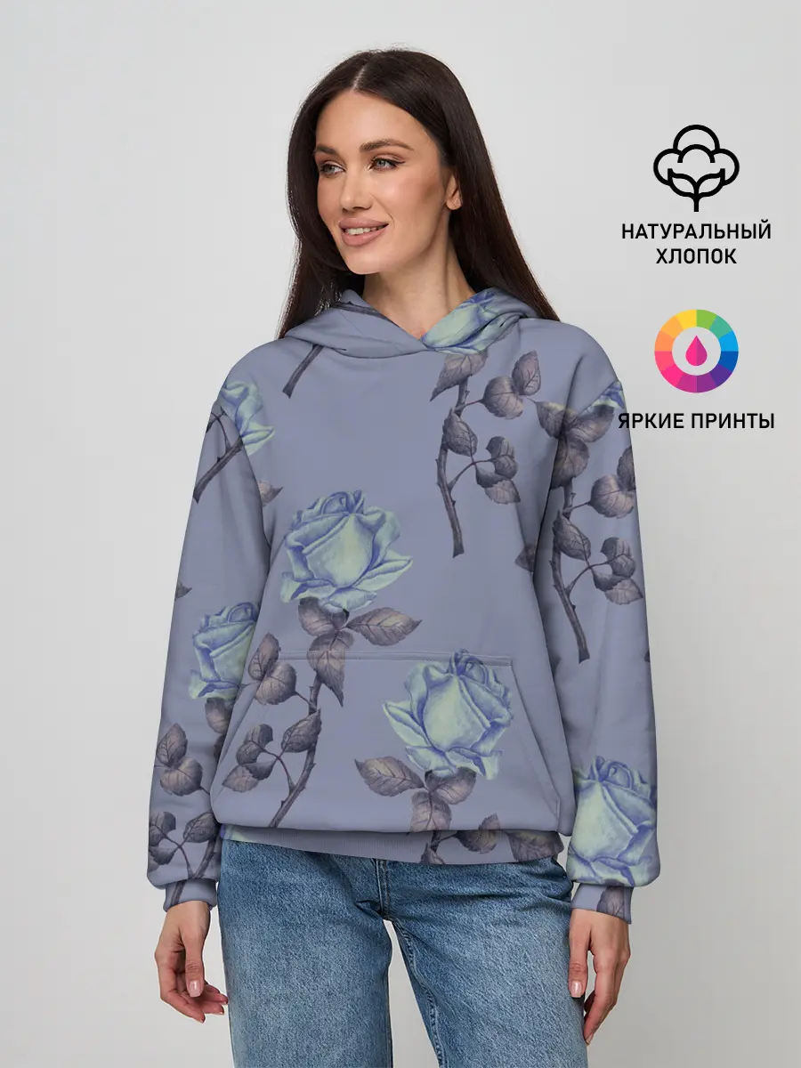 Женское худи / Голубые розы