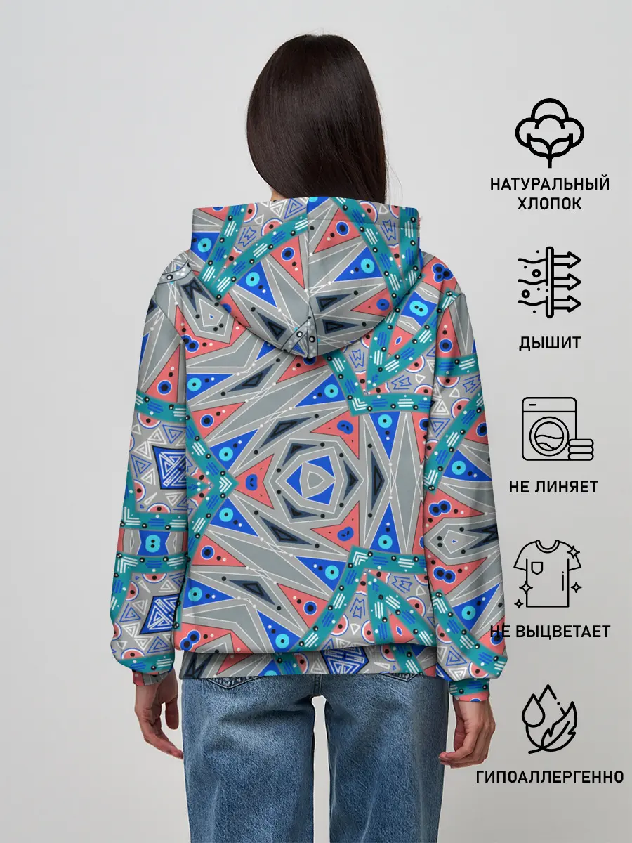 Женское худи / Серо-синий абстрактный узор