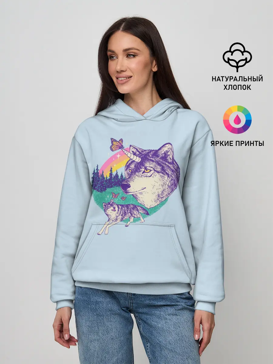 Женское худи / Волк единорог