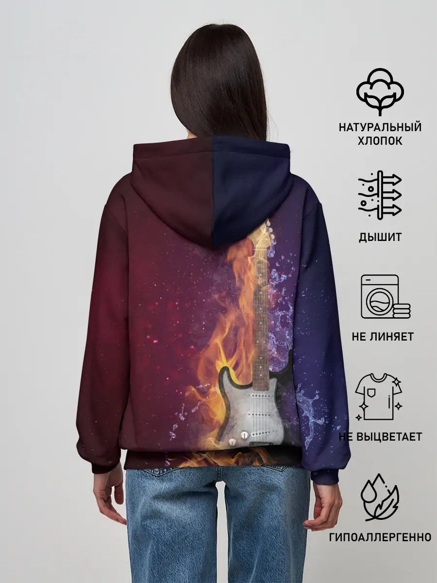 Женское худи / Гитара - Огонь и вода