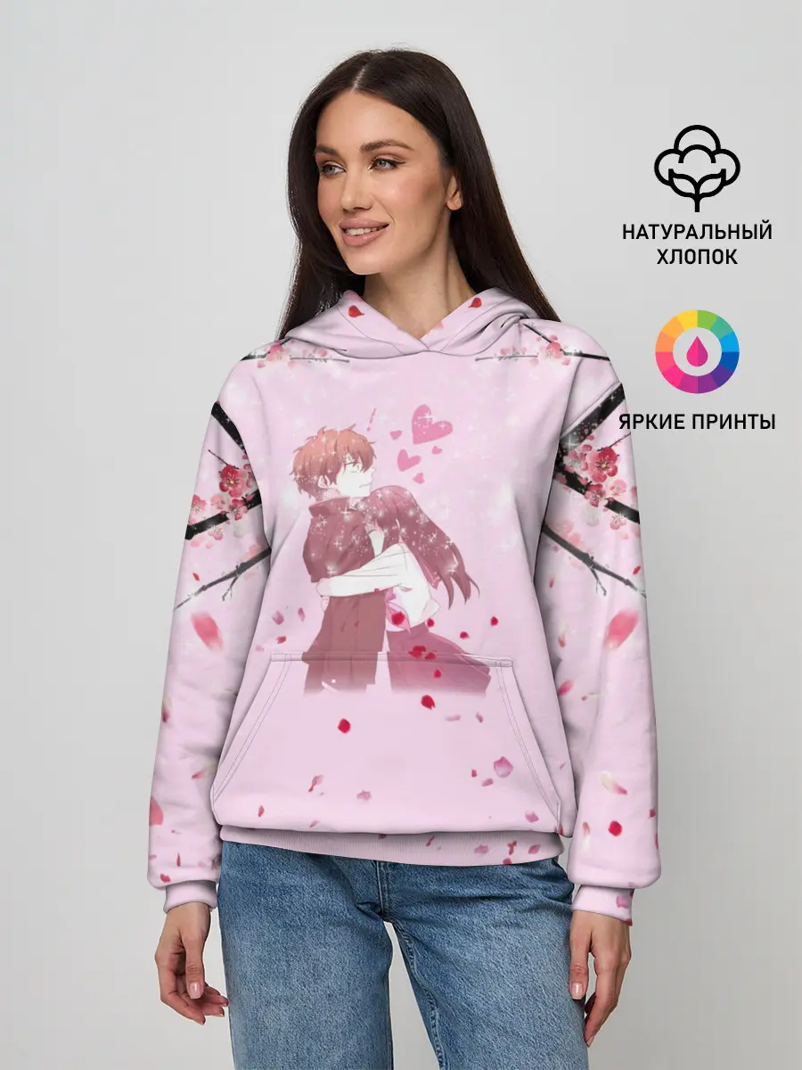 Женское худи / Аниме Объятия Любовь Пара